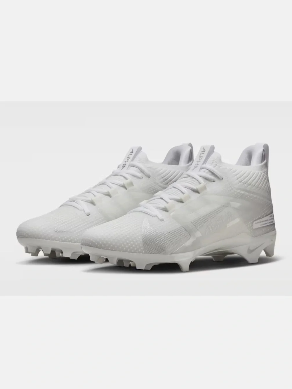 Nike Alpha Menace 4 Elite White/Metallic Silver Men's Football Cleat: FD7036-101